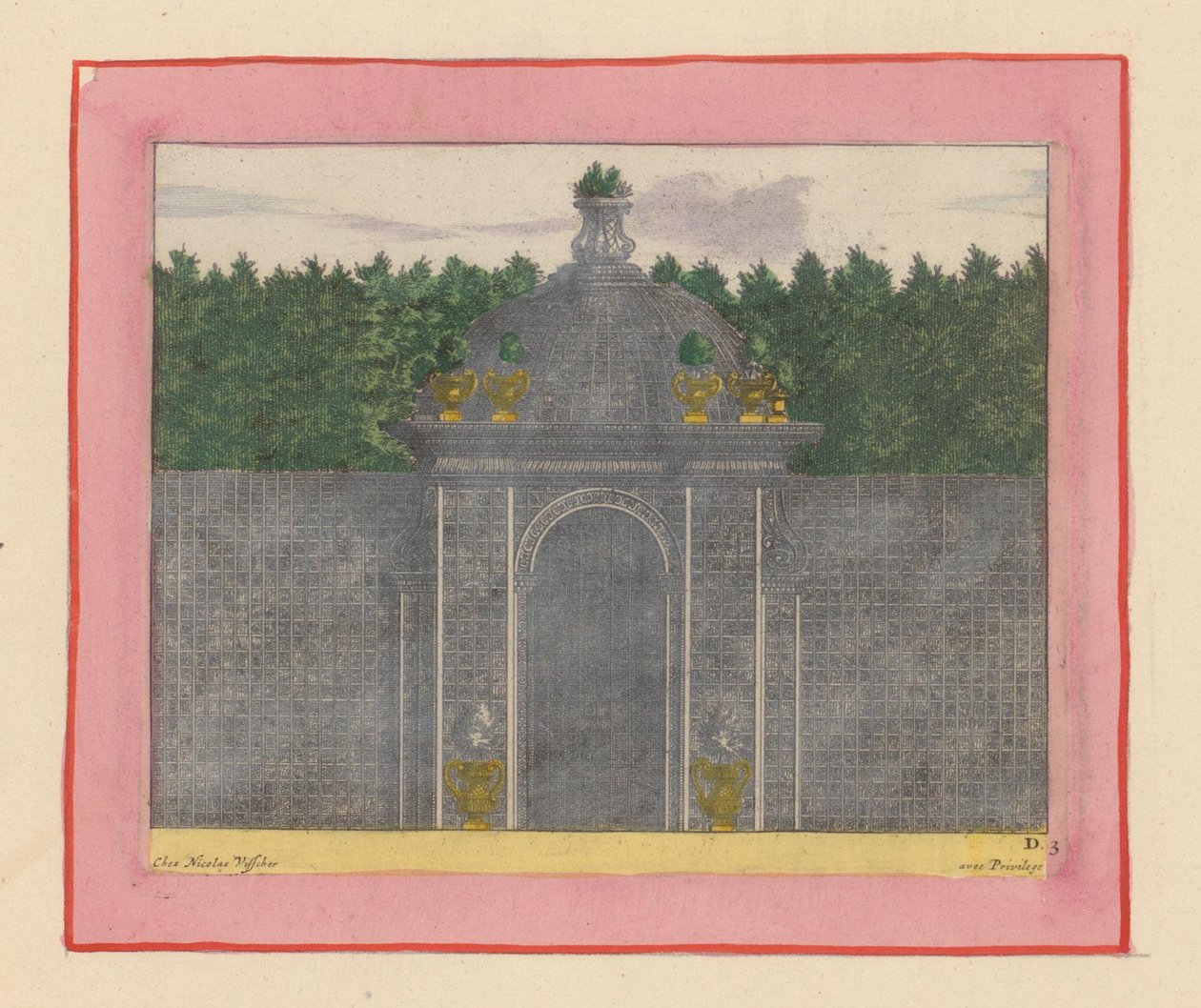 Pavillon mit Kuppel aus Lattenwerk in den Gärten von Versailles de Willem Swidde