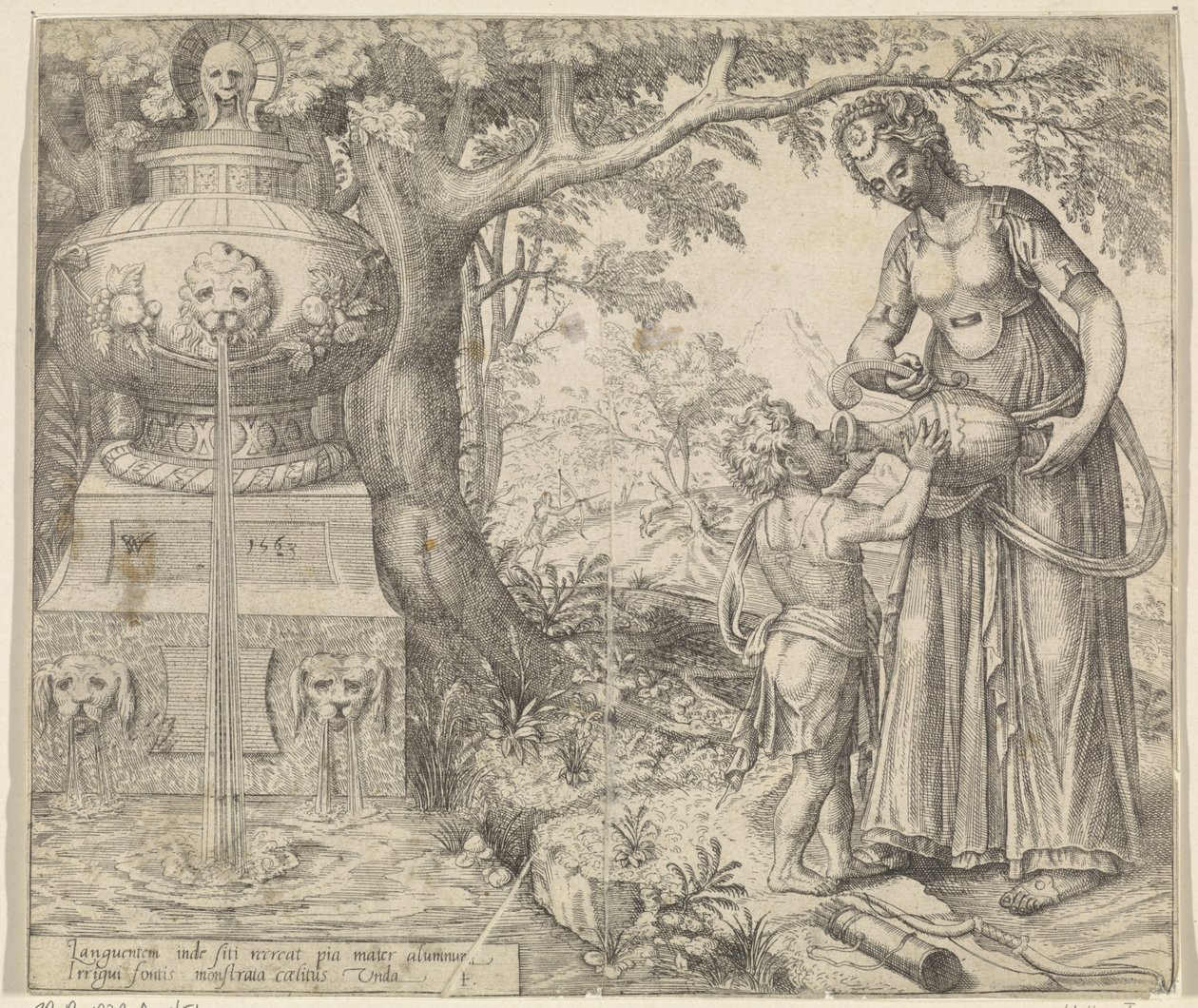 Agar le da de beber a Ismael Historia de Agar e Ismael (título de la serie) de Willem Thibaut