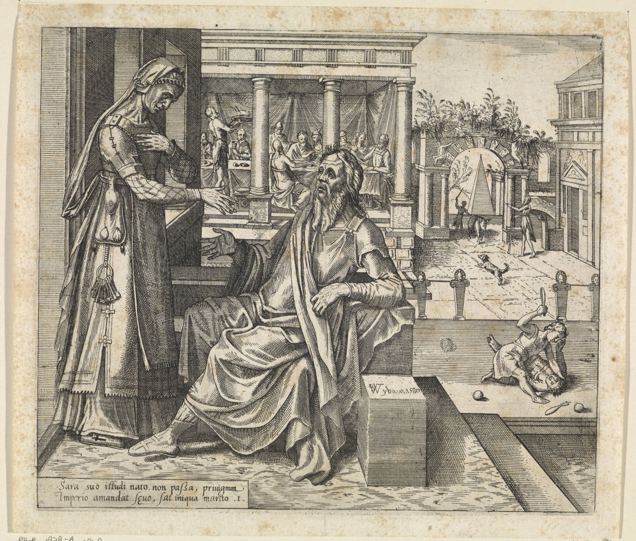 Sara le pide a Abraham que despida a Agar e Ismael Historia de Agar e Ismael (título de la serie) de Willem Thibaut