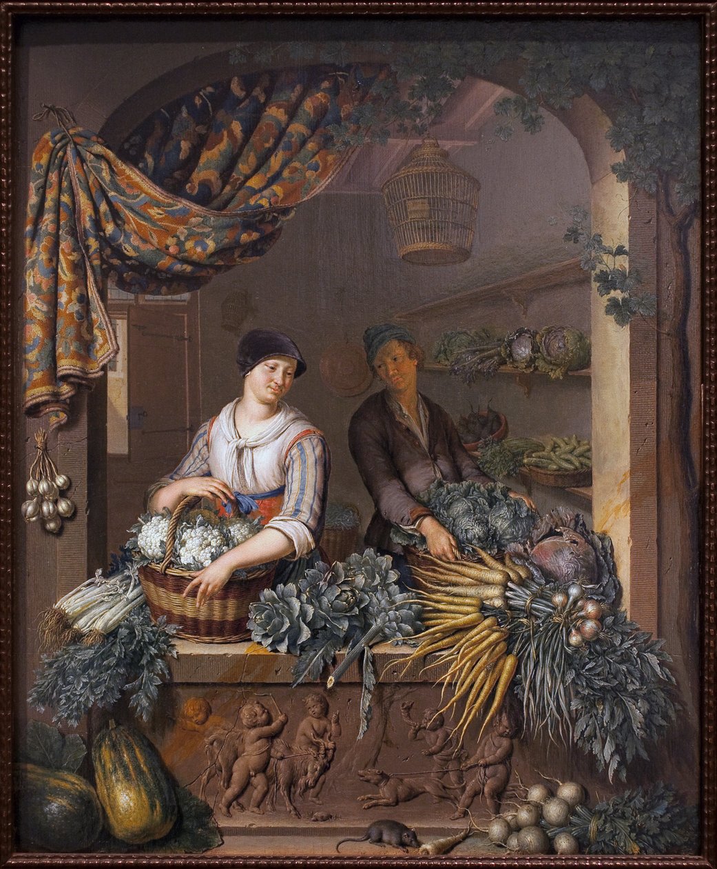 Un vendedor de vegetales de Willem Van Mieris