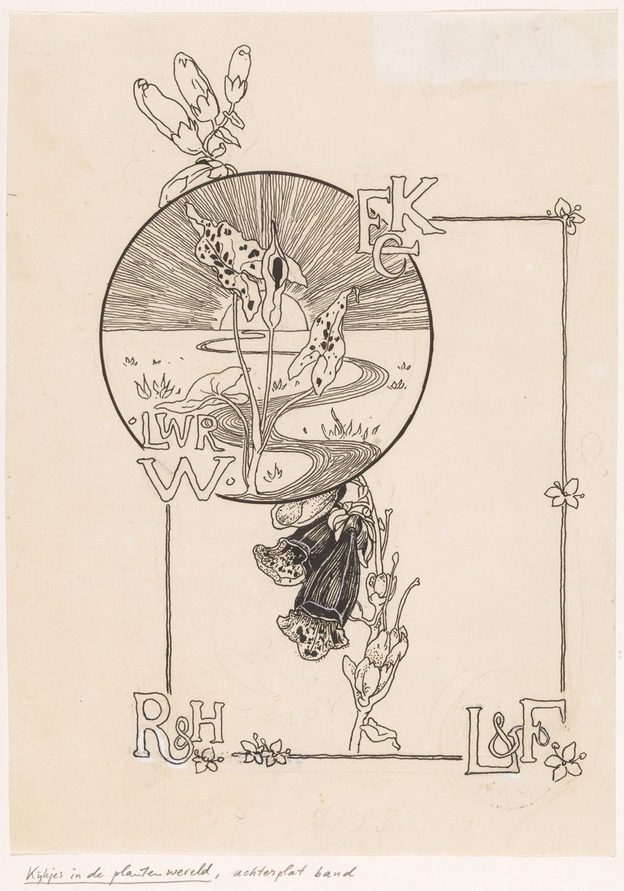Diseño de encuadernación para: Knappert, Emilie C., Vistas del mundo vegetal, 1893 de Ludwig Willem Reymert Wenckebach