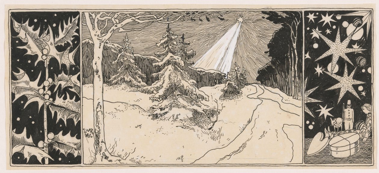Una estrella brilla en un paisaje invernal de Ludwig Willem Reymert Wenckebach