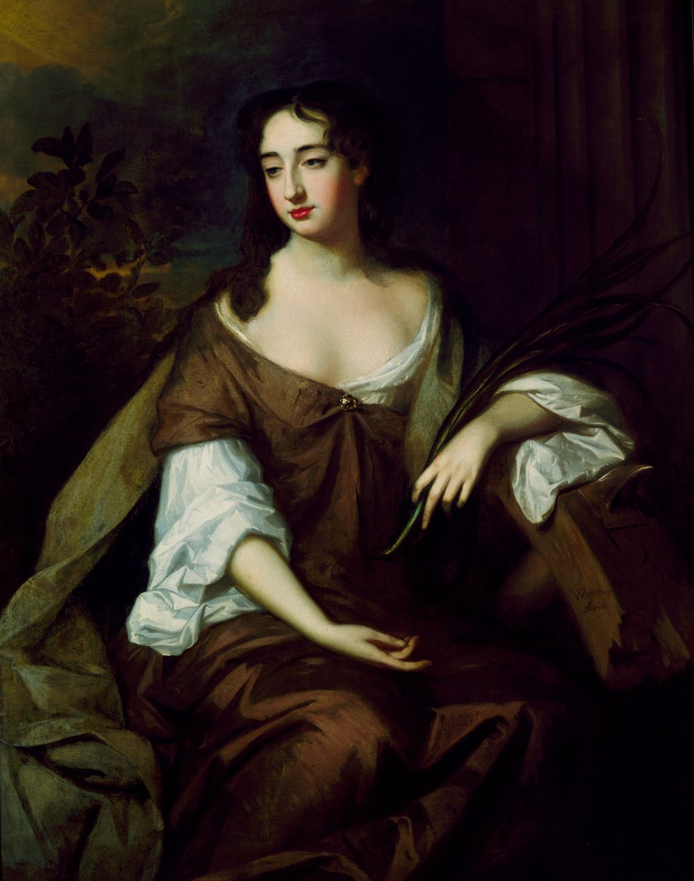 Una dama como Santa Catalina (óleo sobre lienzo) de Willem Wissing