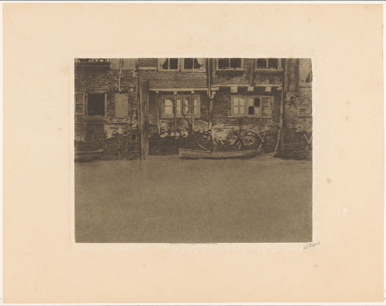 Fachadas traseras de Voorstraat 463, 461 y 459 en Dordrecht de Willem Witsen (signed by artist)