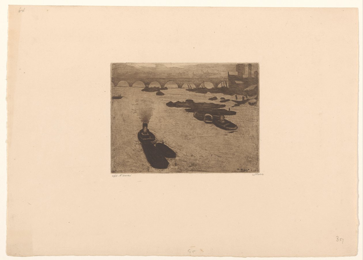 Barcos en el Támesis en Londres de Willem Witsen (signed by artist)