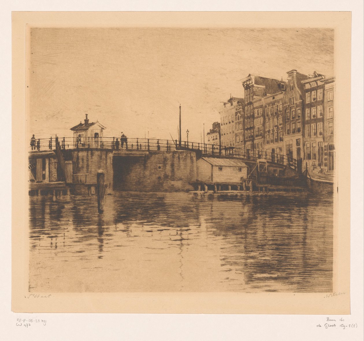 Vista del Kraansluis en Ámsterdam de Willem Witsen (signed by artist)