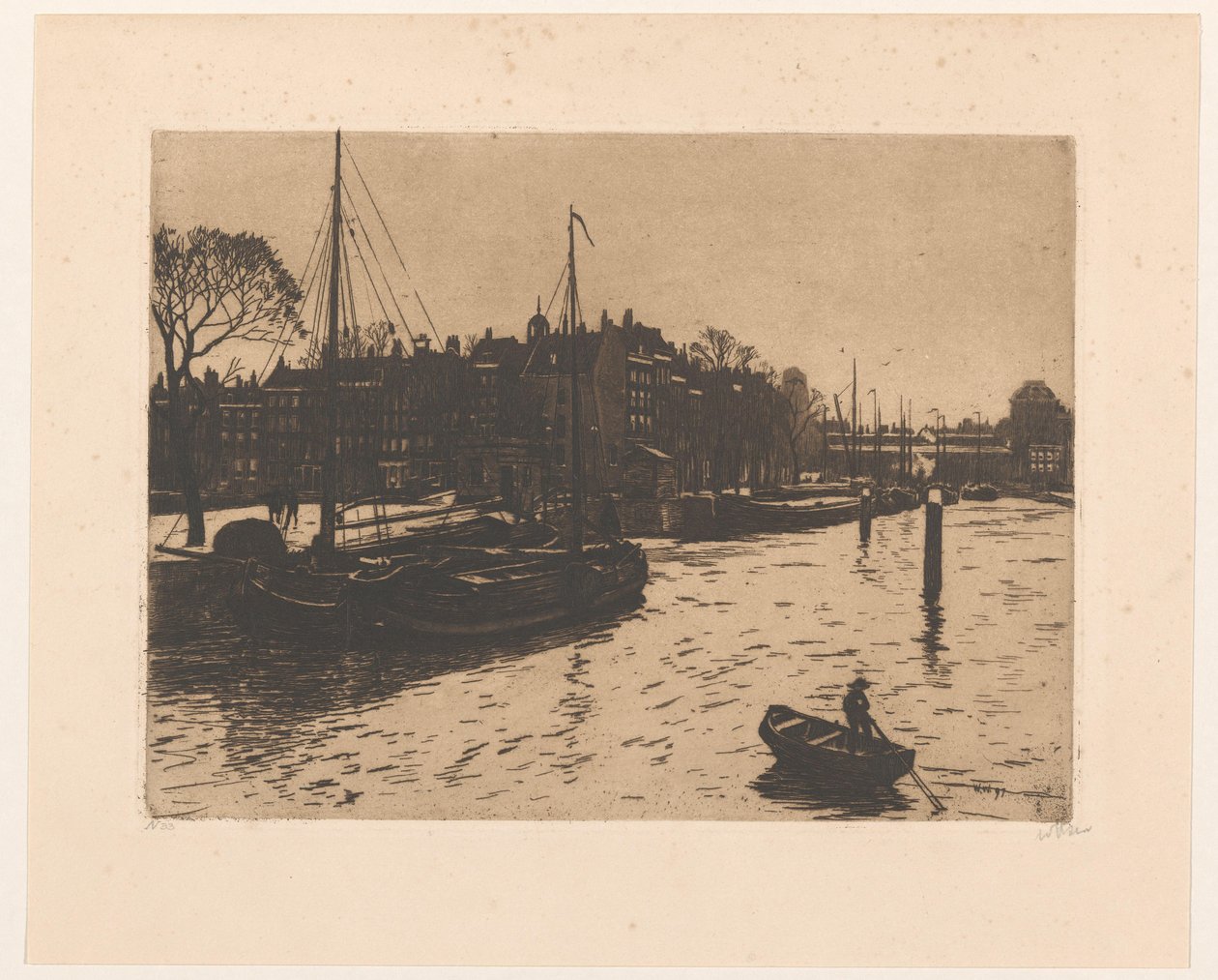 Vista del Leuvehaven en Rotterdam de Willem Witsen (signed by artist)