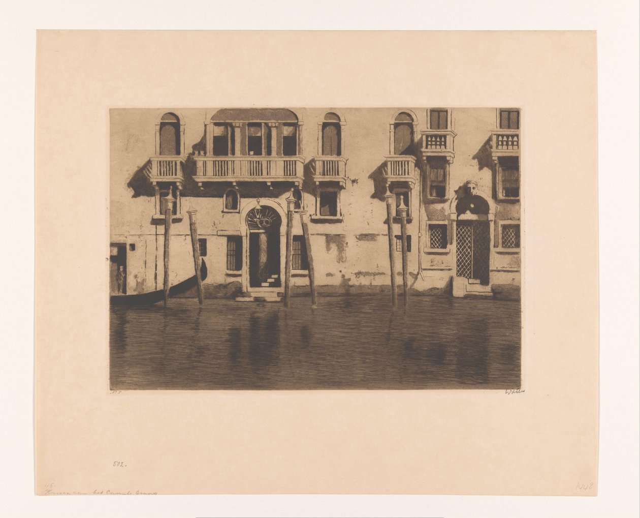 Vista de fachadas y bolardos a lo largo del Canale Grande de Venecia
Casas con seis bolardos, Venecia (título original) de Willem Witsen (signed by artist)
