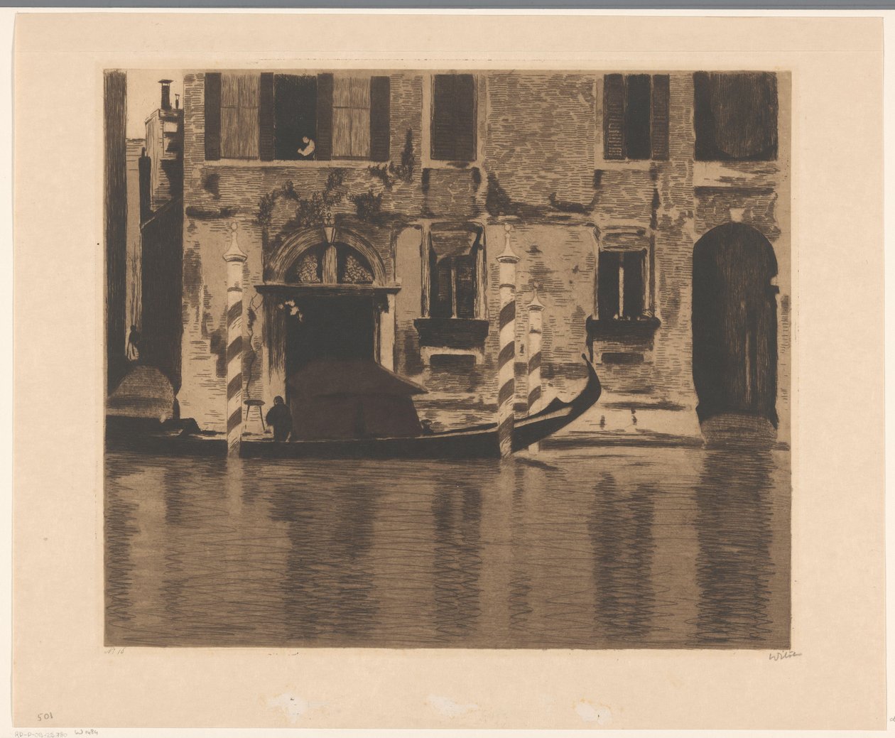 Góndola con construcción en el Gran Canal de Venecia de Willem Witsen (signed by artist)