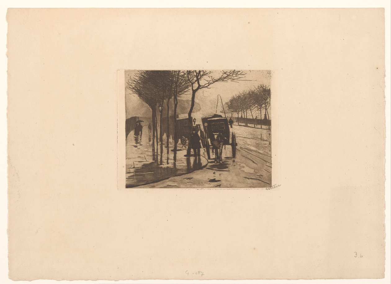 Esperando carruajes en el Victoria Embankment en Londres de Willem Witsen (signed by artist)