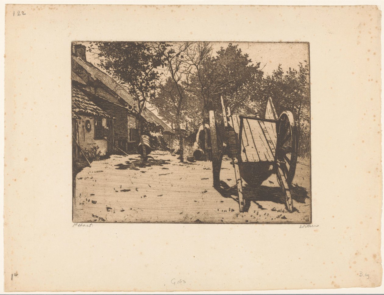 Vagón en un corral de Brabante de Willem Witsen (signed by artist)