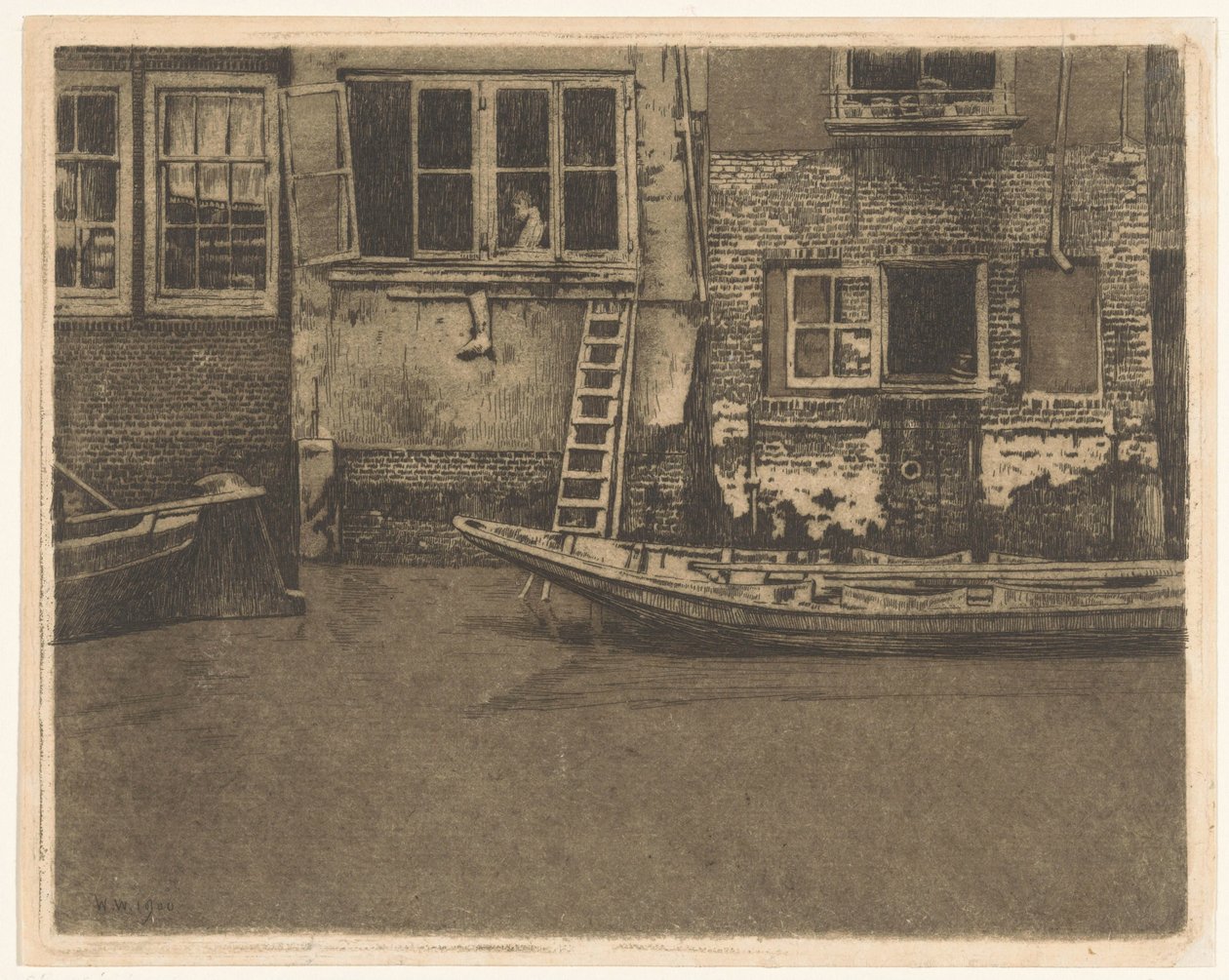 Fachadas traseras de Voorstraat 463, 465 y 467 en Dordrecht de Willem Arnoldus Witsen