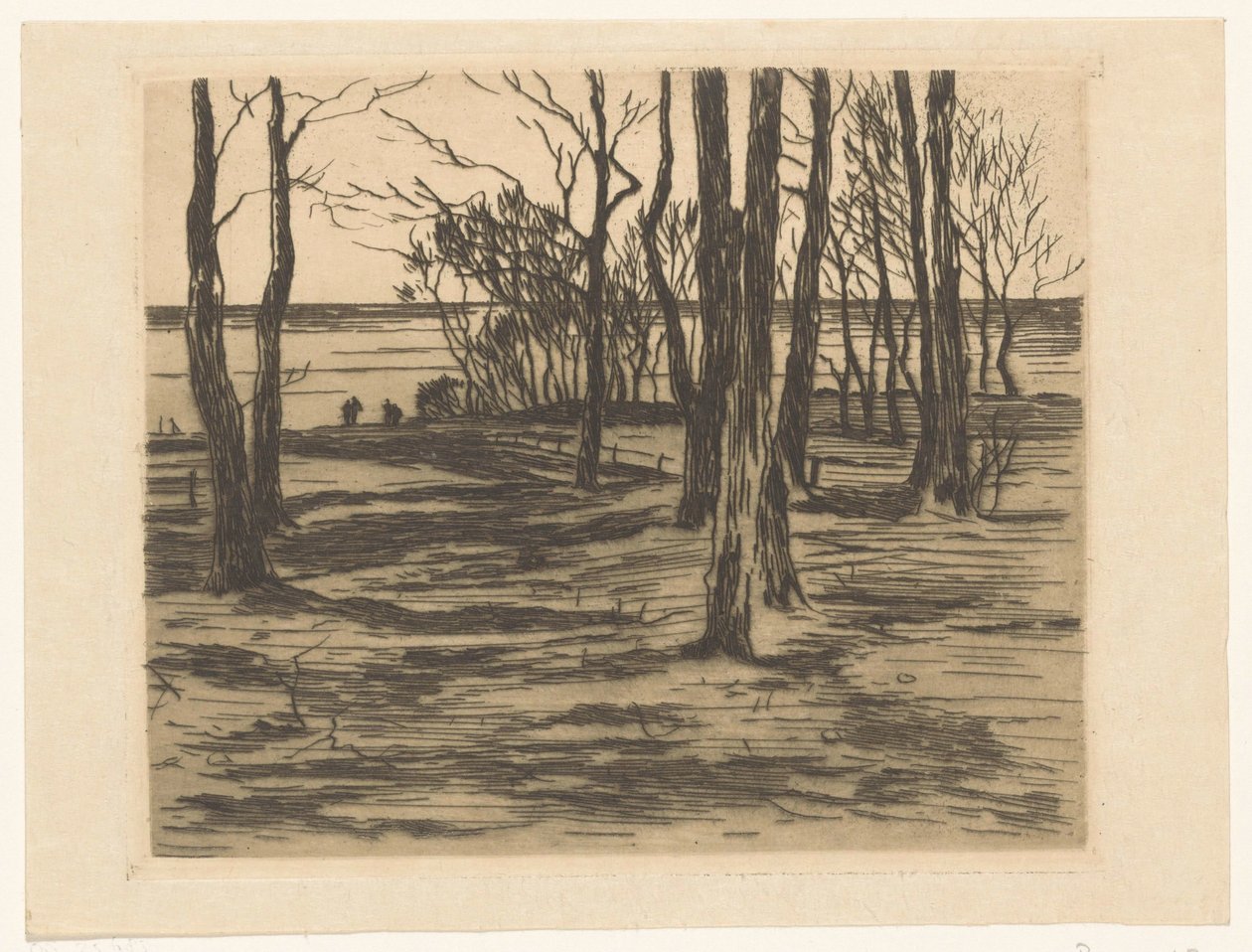 Árboles en el paseo marítimo de Valkeveen de Willem Arnoldus Witsen