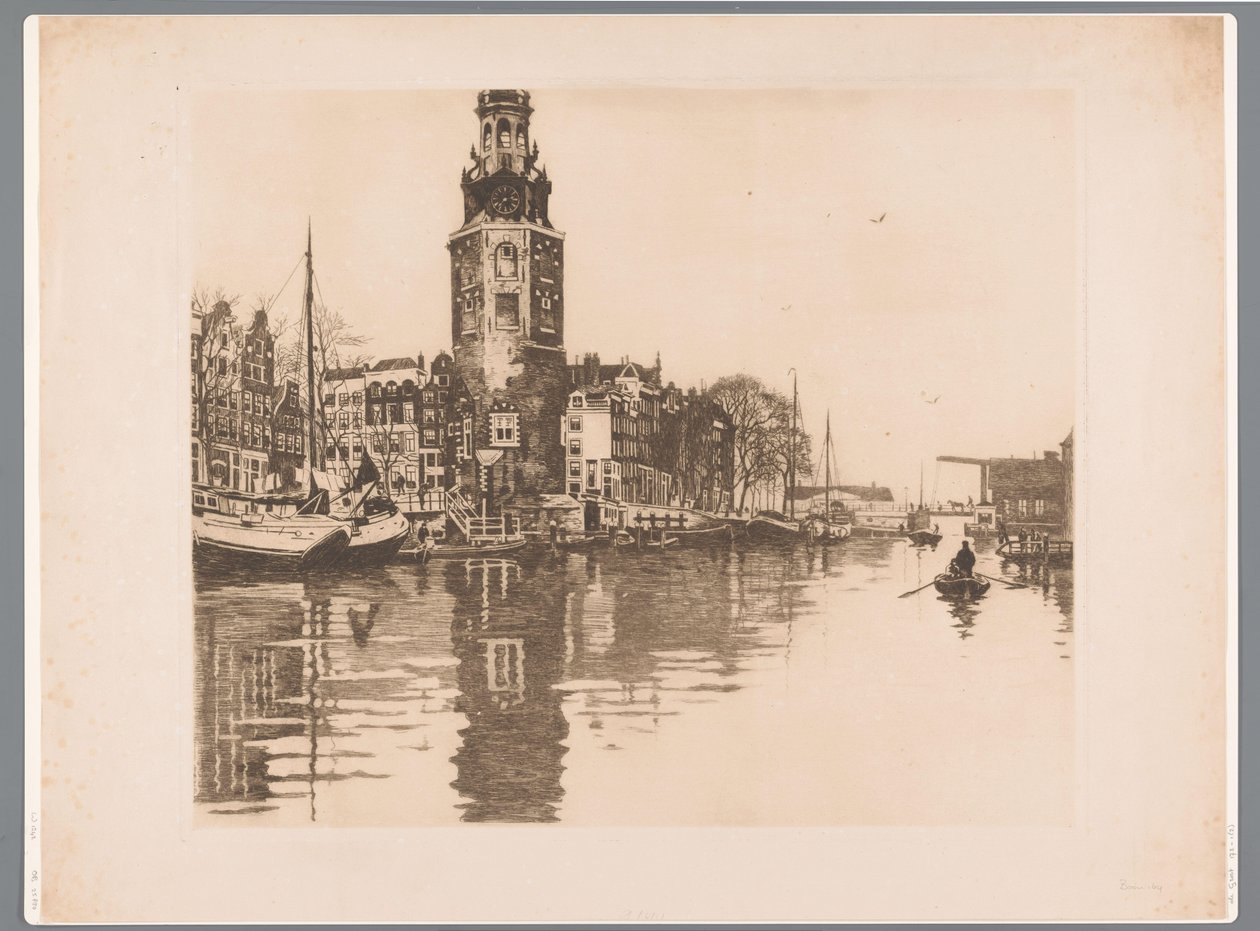 Vista de la Montelbaanstoren en Ámsterdam
Oude Schans con Montelbaanstoren y barco de remos (título original) de Willem Arnoldus Witsen