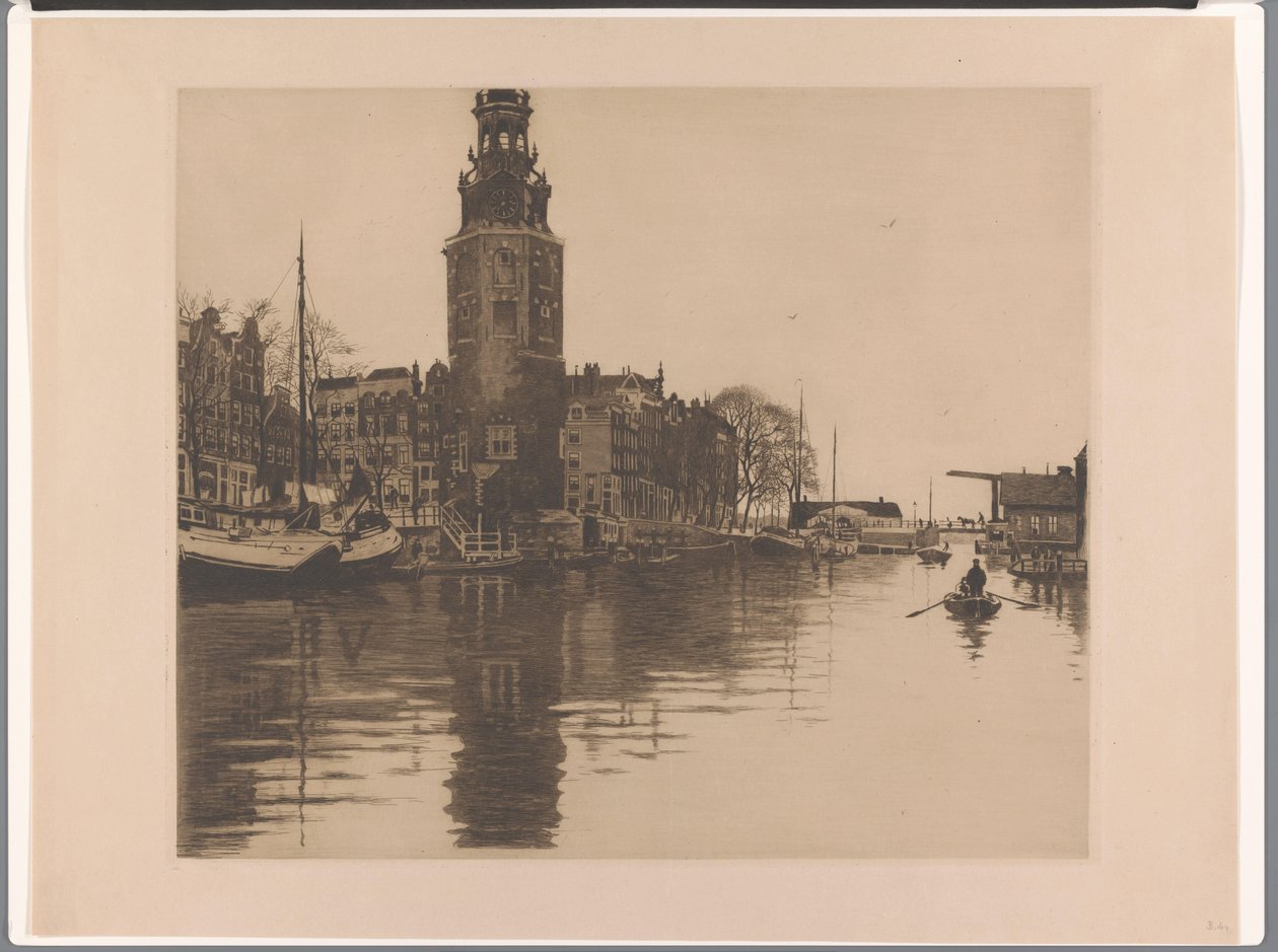 Vista de la Montelbaanstoren en Ámsterdam
Oude Schans con Montelbaanstoren y barco de remos (título original) de Willem Arnoldus Witsen