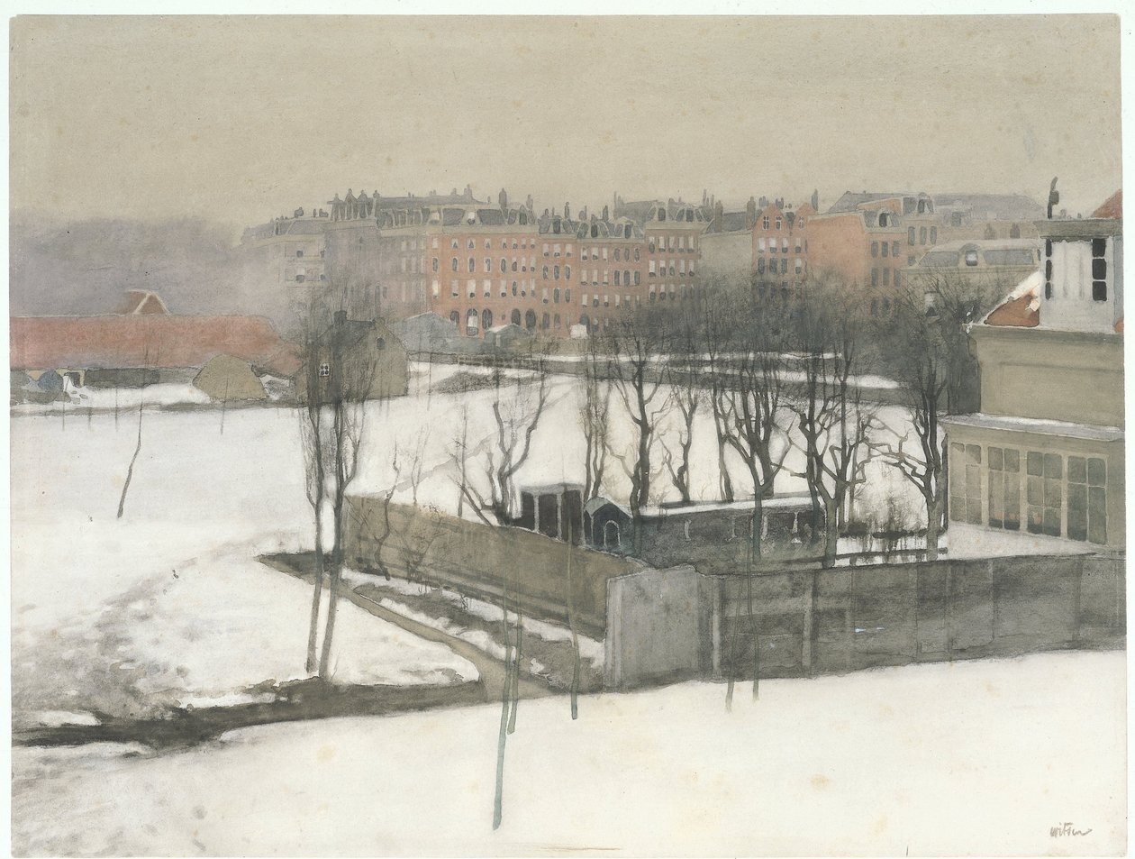 Vista del Oosterpark en la nieve de Willem Arnoldus Witsen