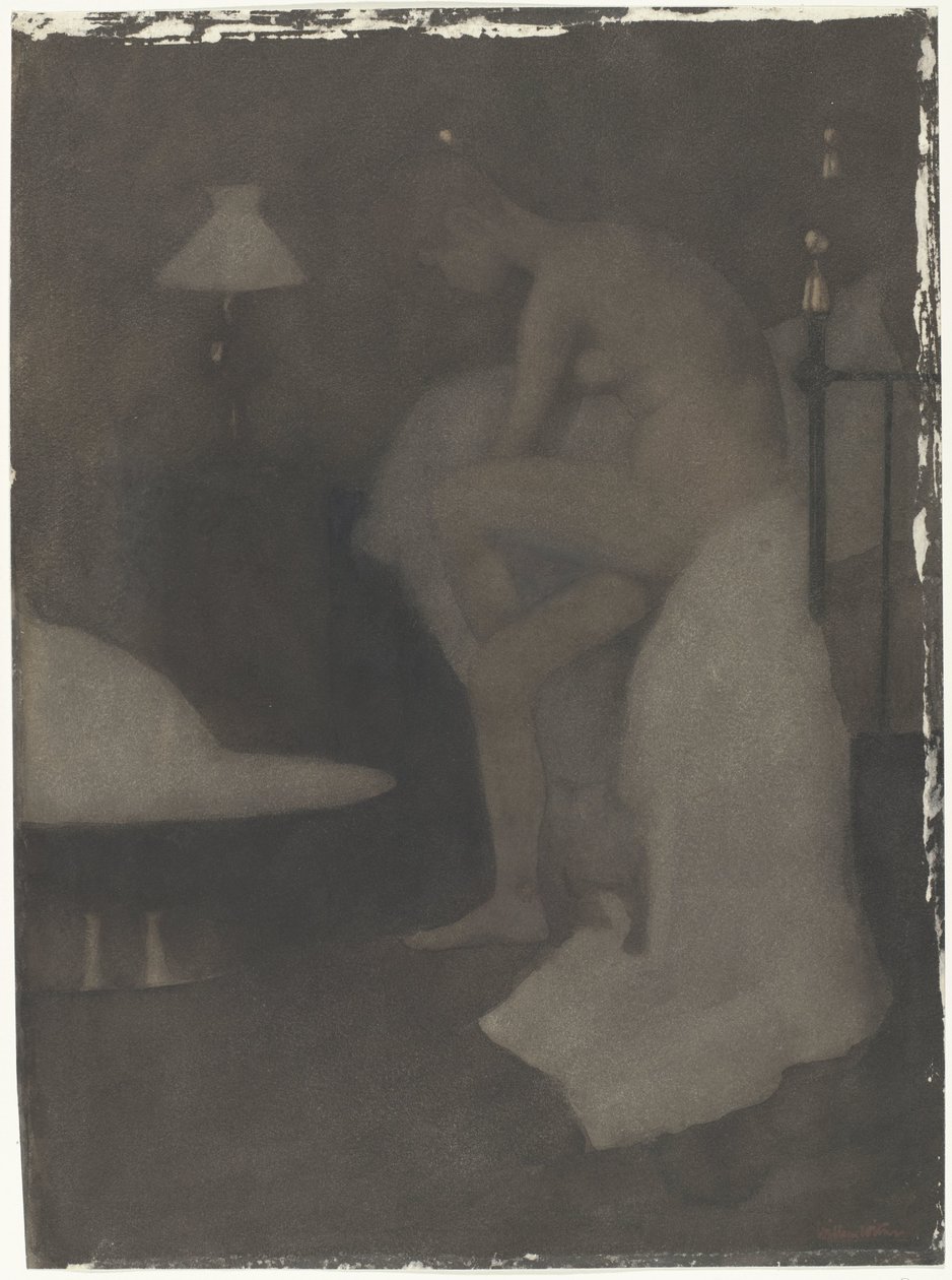Mujer desnuda sentada en el borde de la cama de Willem Arnoldus Witsen