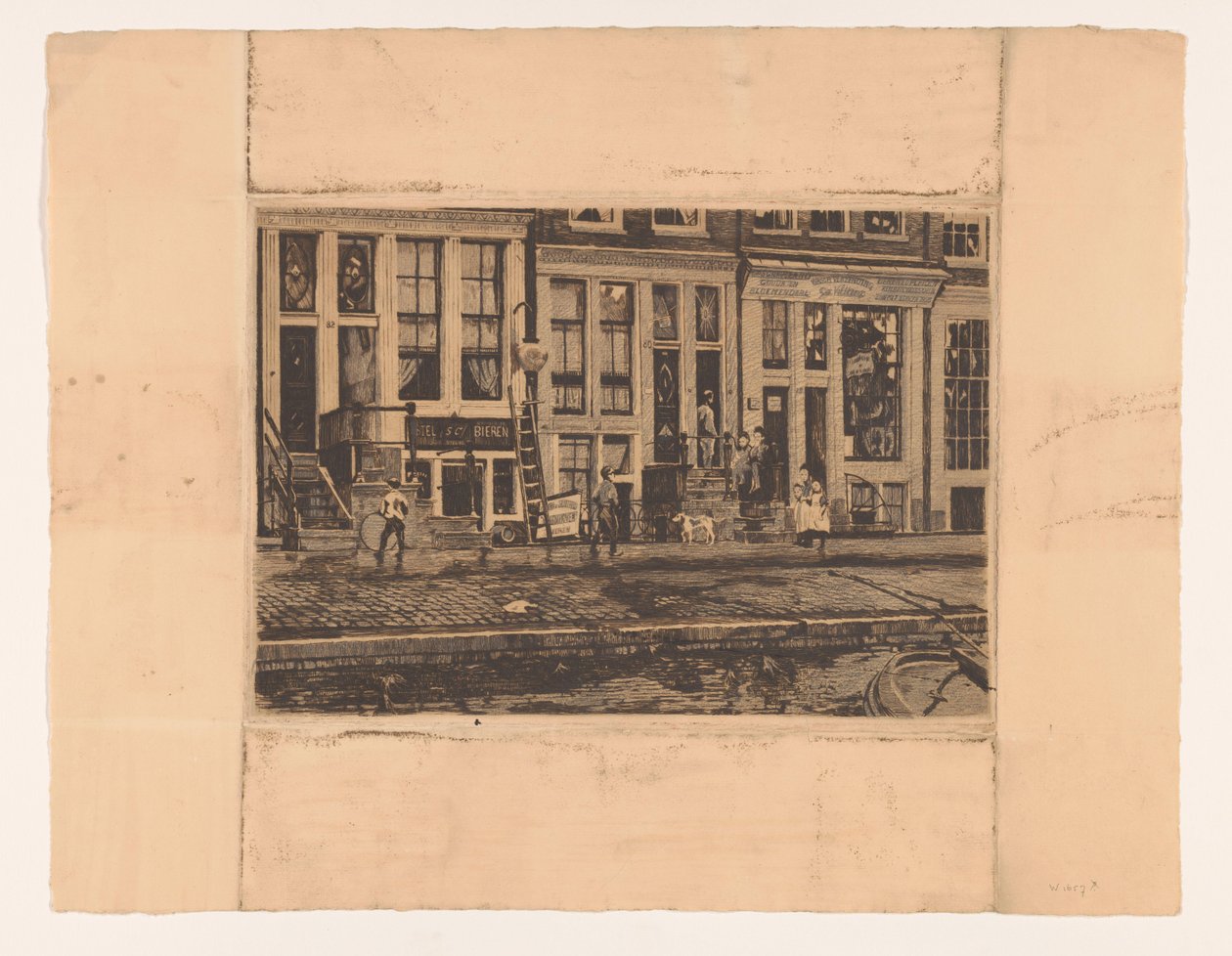 Oude Waal mit der Waschanlage der Schwestern Veltkamp de Willem Witsen