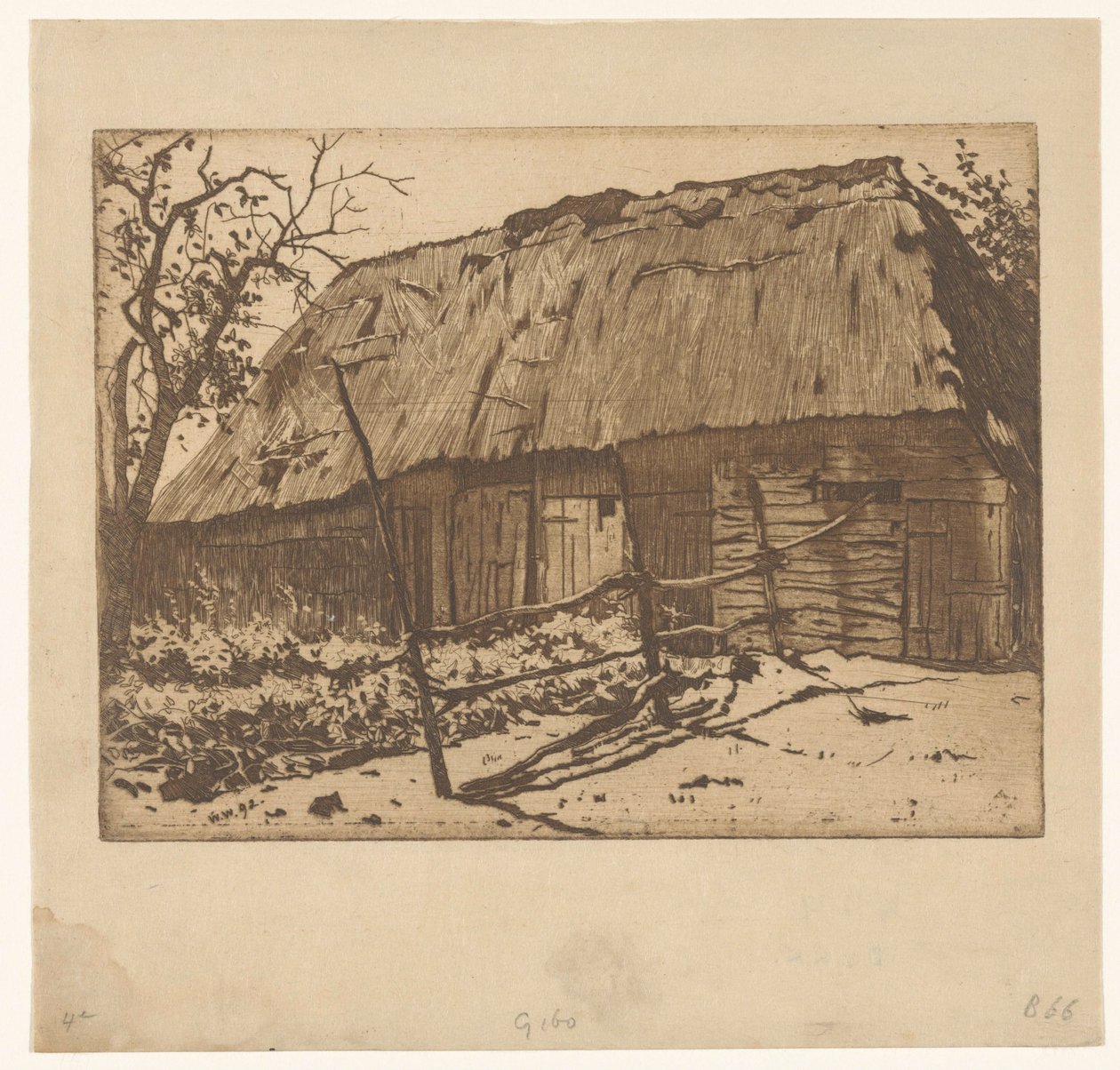 Granero con valla en Brabante de Willem Arnoldus Witsen