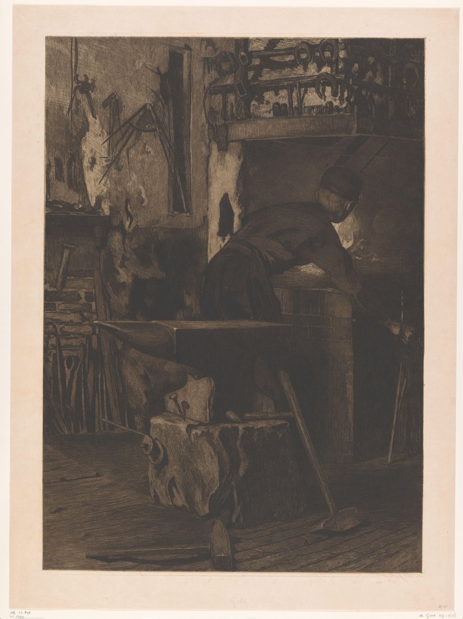 Herrero junto al fuego en una fragua en Wijk bij Duurstede
Herrero con fuego (Jan) (título original) de Willem Arnoldus Witsen