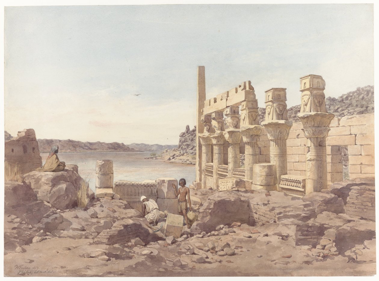 Vista de las ruinas del templo de Philae, cerca de Asuán de Willem de Famars Testas