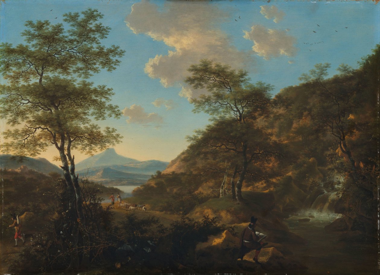 Paisaje italiano con dibujante de Willem de Heusch