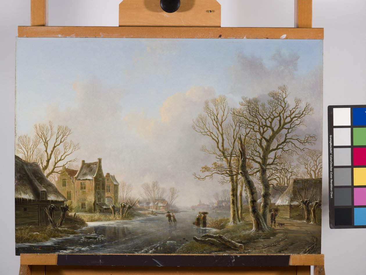 Patinadores en un río helado, Dordrecht de Willem de Klerk