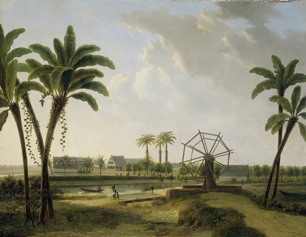 Vista de la plantación de café Marienbosch en Surinam de Willem de Klerk