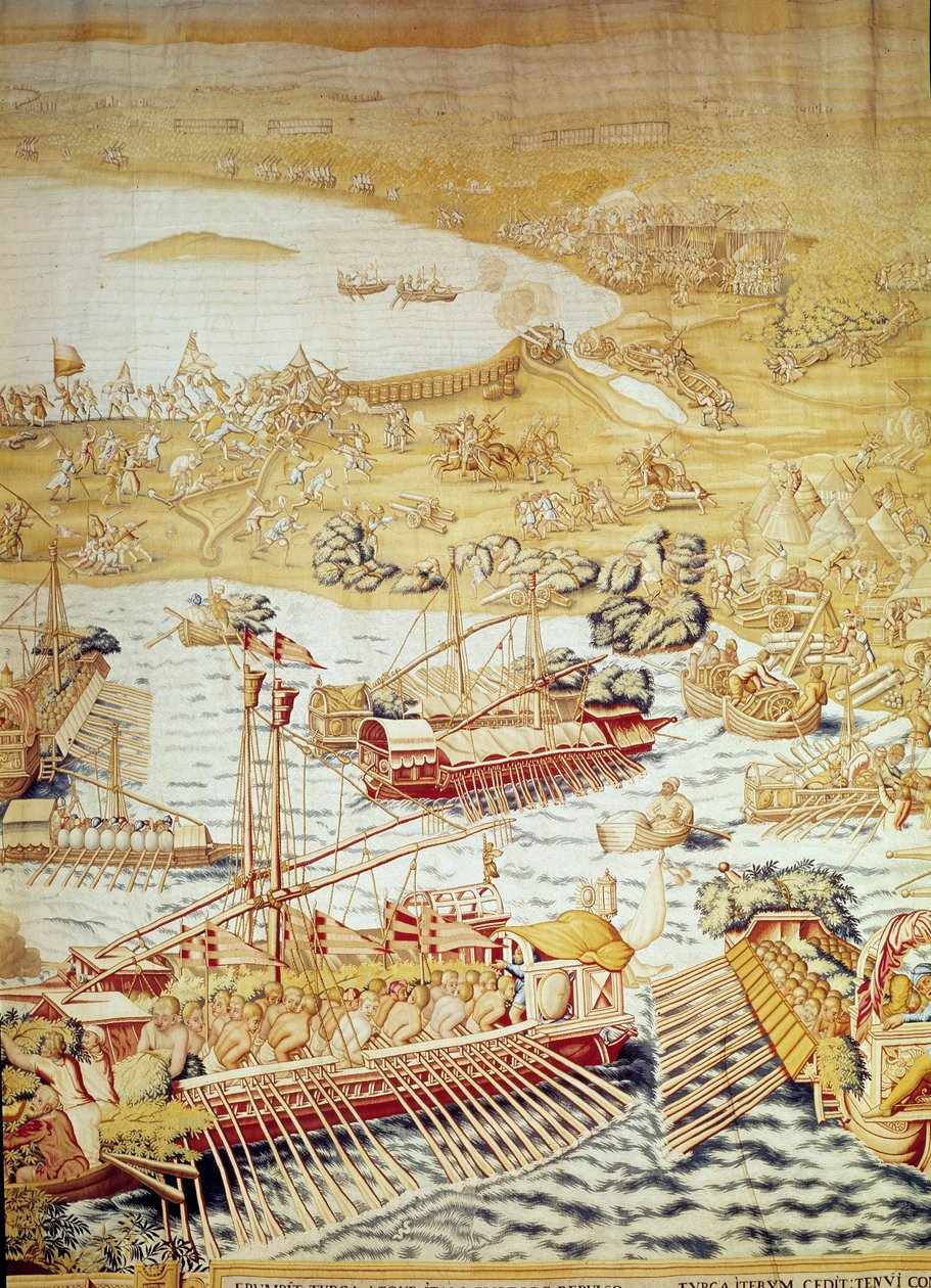 Conquista de Túnez por el emperador Carlos V: la sede de Golette en 1535. Detalle de un tapiz de Willem de Pannemaker (activo hacia 1535-1554) 1554 Alcázar de Sevilla de Willem de Pannemaker