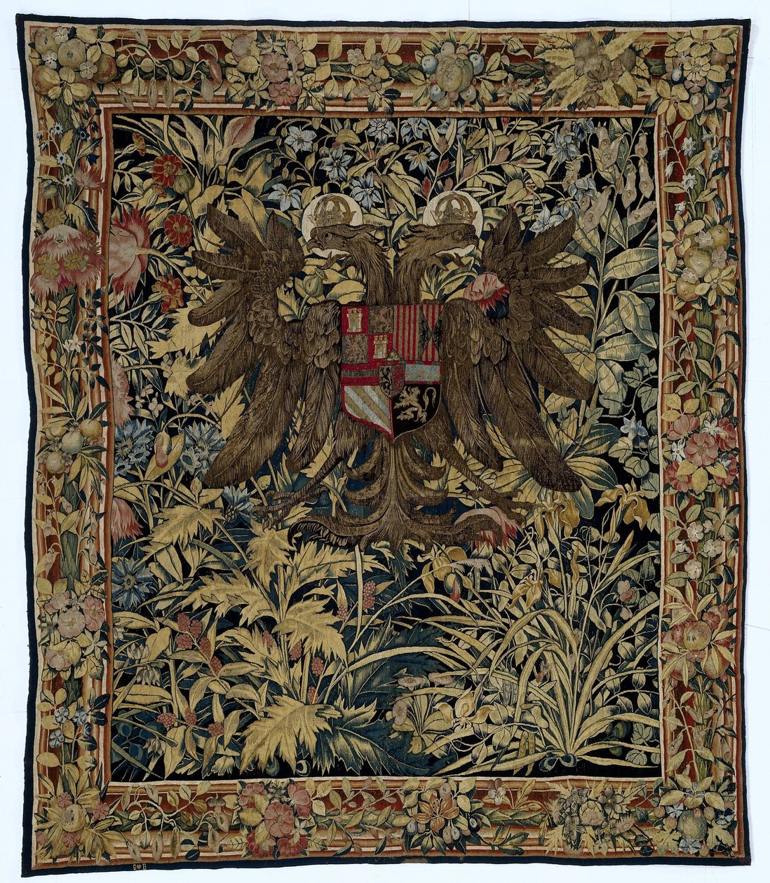 Tapiz con las armas del emperador Carlos V Verdor con el escudo de armas del emperador Carlos V de Willem de Pannemaker