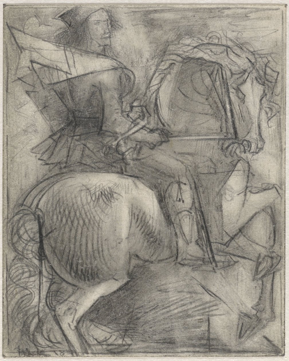Hombre sobre un caballo que brinca de Willem van Konijnenburg