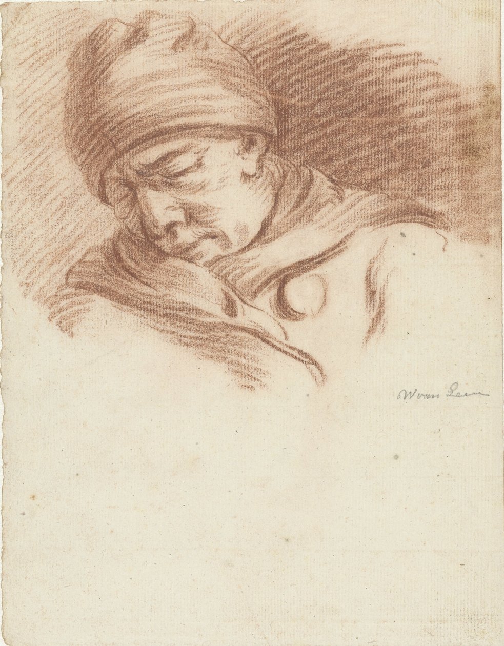 Hombre dormido con sombrero (¿autorretrato?) de Willem van Leen