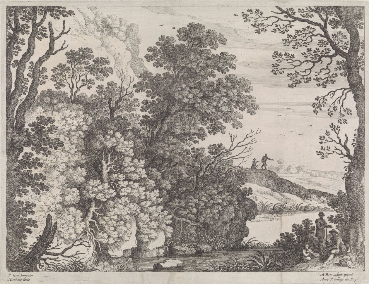 paisaje forestal Paisajes italianos (título de la serie) de Willem van Nieulandt (II)