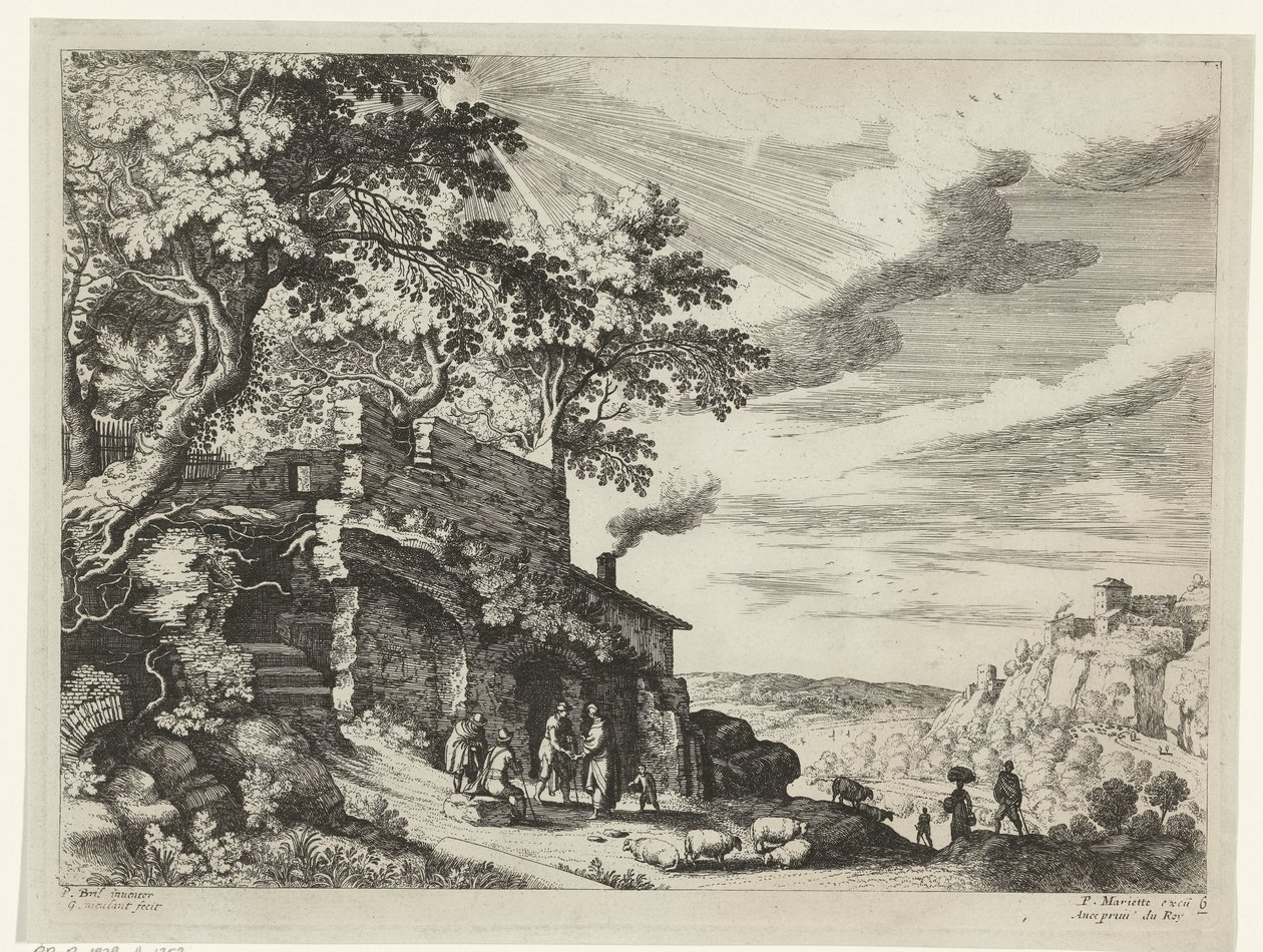Pastores en una ruina Paisajes italianos (título de la serie) de Willem van Nieulandt (II)