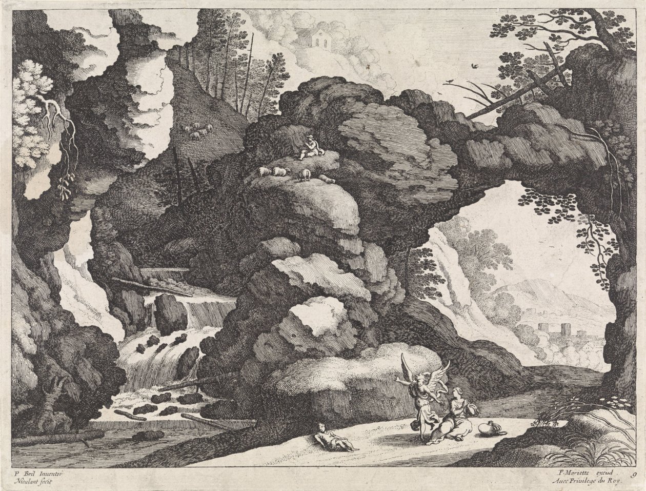 Paisaje con Agar e Ismael Paisajes italianos (título de la serie) de Willem van Nieulandt (II)