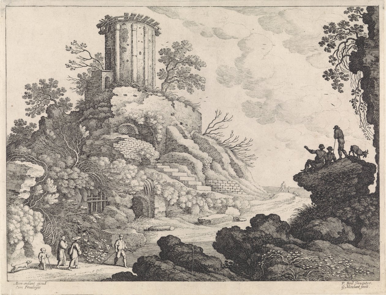 Paisaje con las ruinas de un templo de Willem van Nieulandt (II)