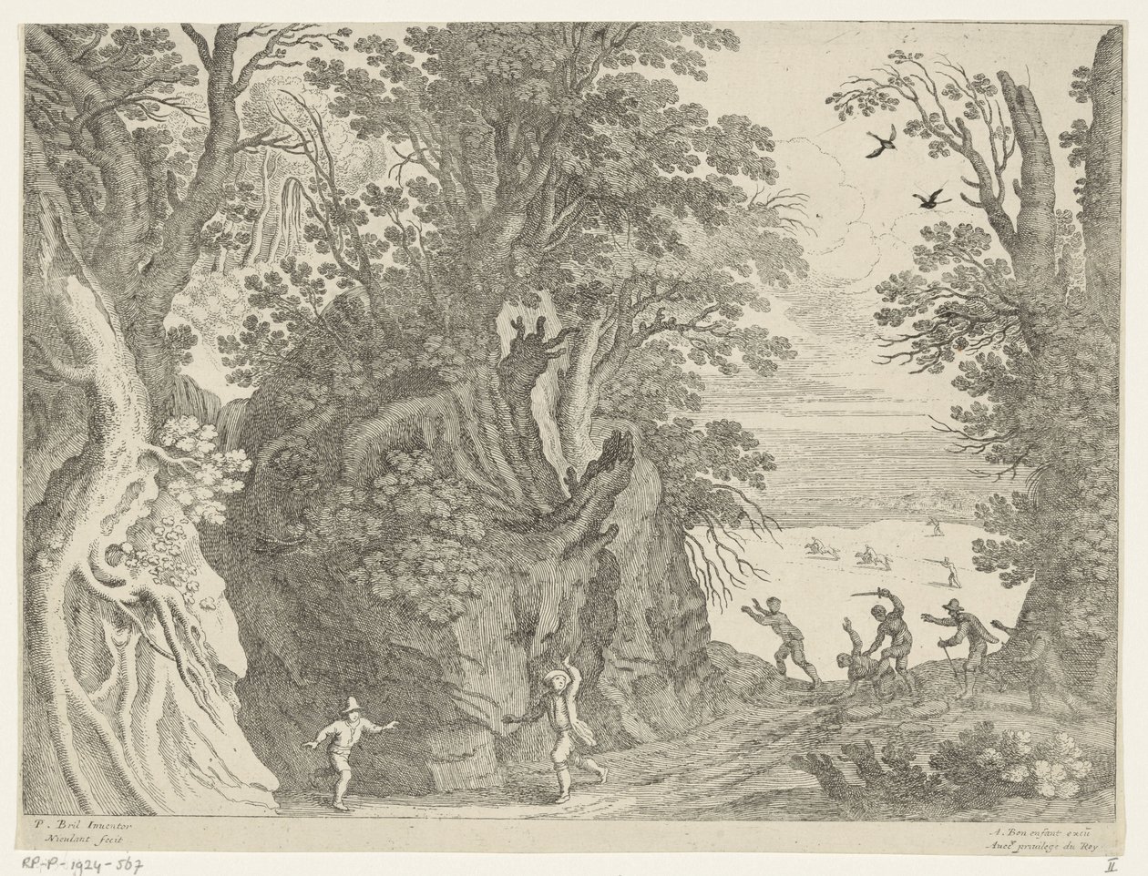 Paisaje con un robo a mano armada de Willem van Nieulandt (II)