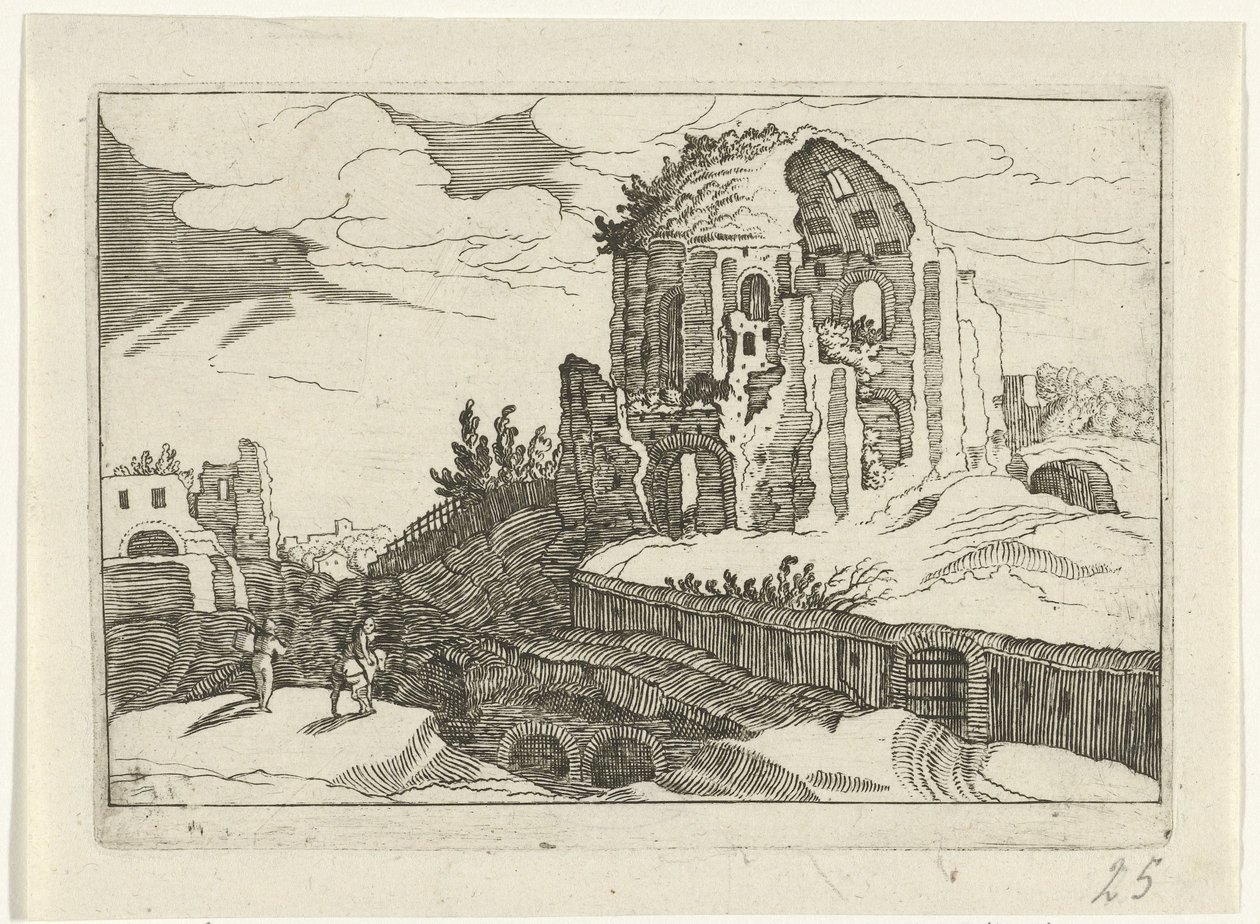 Ninfeo en Roma Romeinse ruïnes (serie 2) (título de la serie) de Willem van Nieulandt (II)