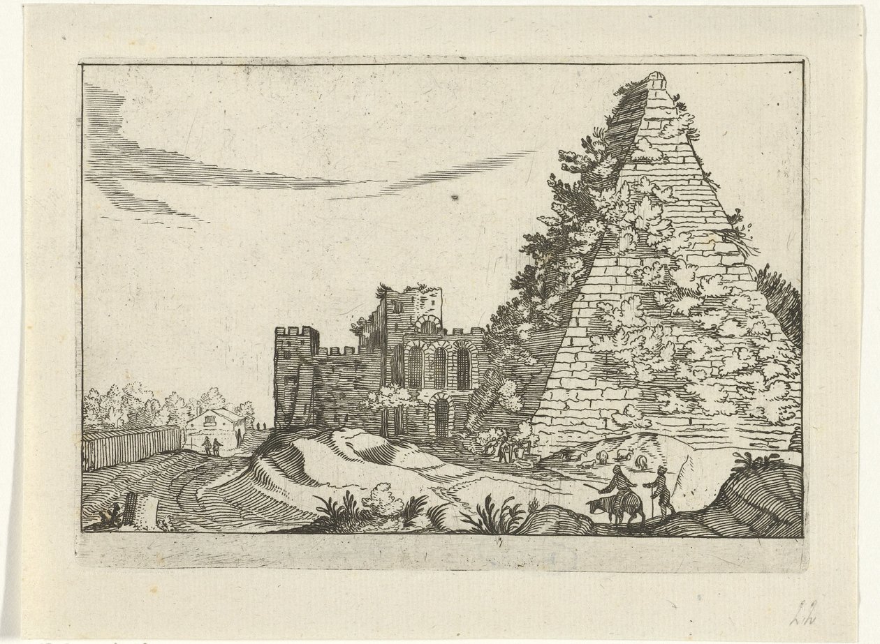 Pirámide de Cayo Cestio Ruinas romanas (serie 2) (título de la serie) de Willem van Nieulandt (II)