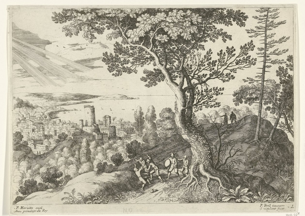Viajero es atacado por ladrones Paisajes italianos (título de la serie) de Willem van Nieulandt (II)