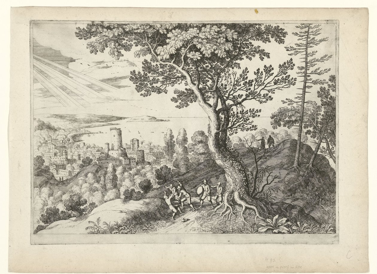 Viajero es atacado por ladrones Paisajes italianos (título de la serie) de Willem van Nieulandt (II)