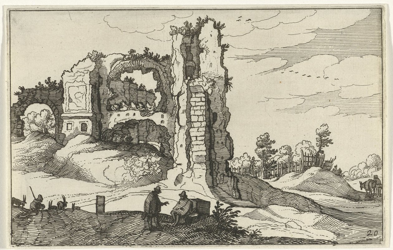 Ruina con una puerta Ruinas romanas y paisajes costeros (serie 1) (título de la serie) de Willem van Nieulandt (II)