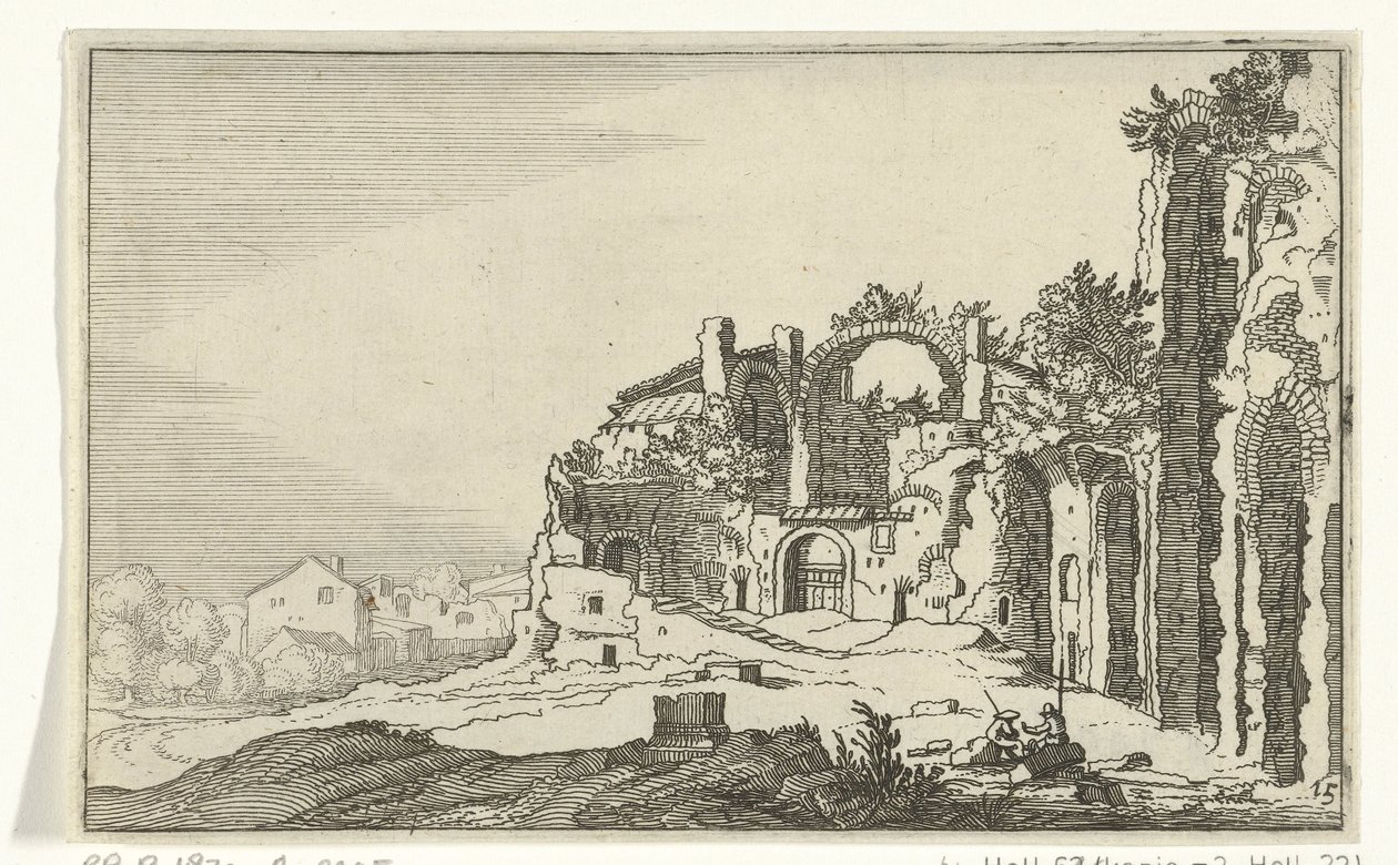 Termas de Diocleciano Ruinas romanas y paisajes costeros (serie 1) (título de la serie) de Willem van Nieulandt (II)