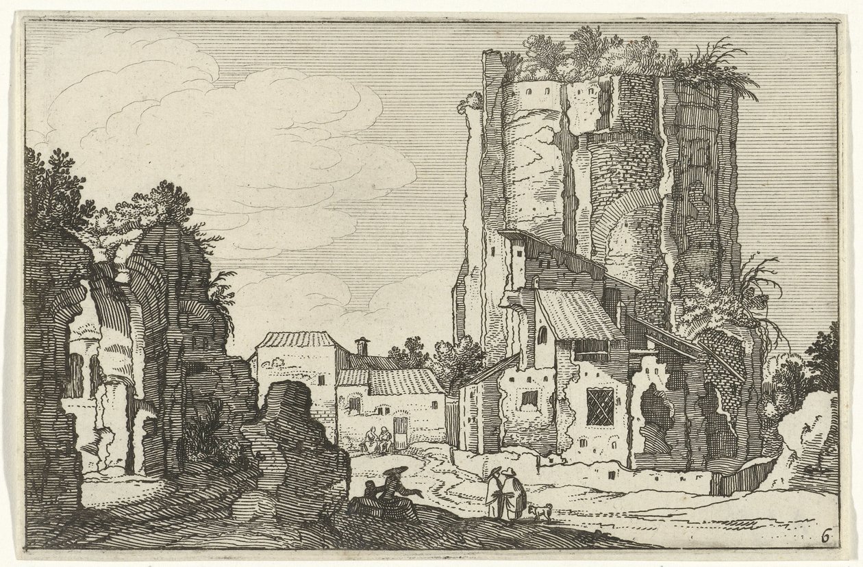 dos ruinas Ruinas romanas y paisajes costeros (serie 1) (título de la serie) de Willem van Nieulandt (II)