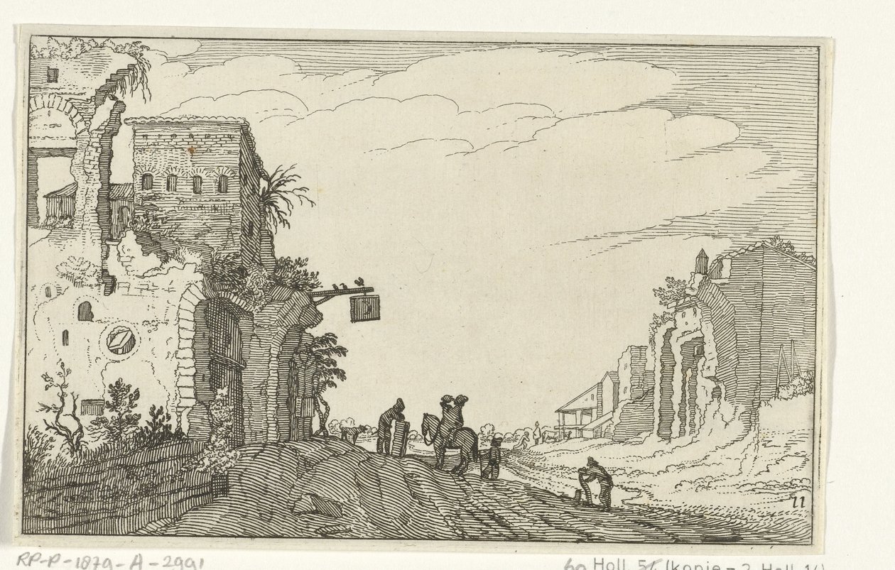 Camino entre ruinas Ruinas romanas y paisajes costeros (serie 1) (título de la serie) de Willem van Nieulandt (II)