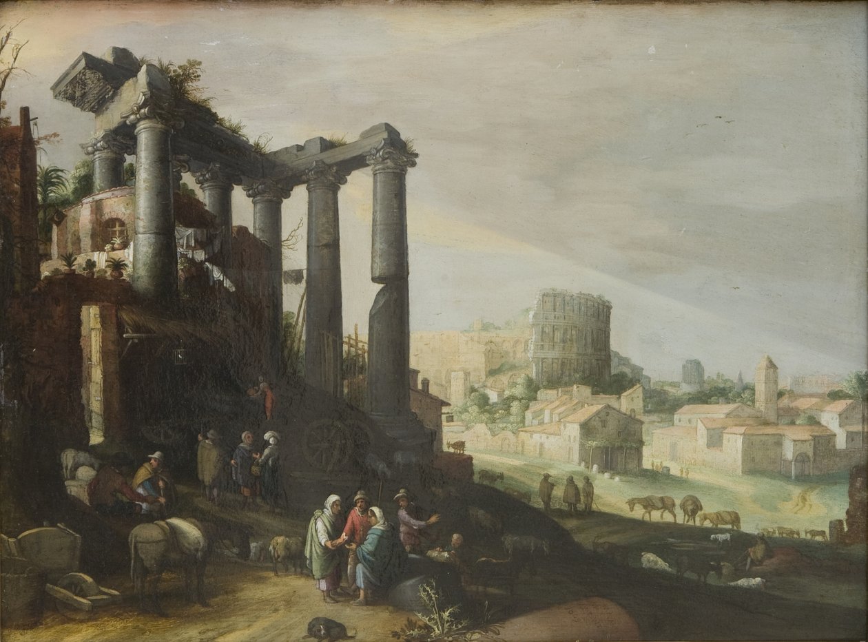 Paisaje con vista de Campo Vaccino en Roma de Willem van Nieulandt d.Y.