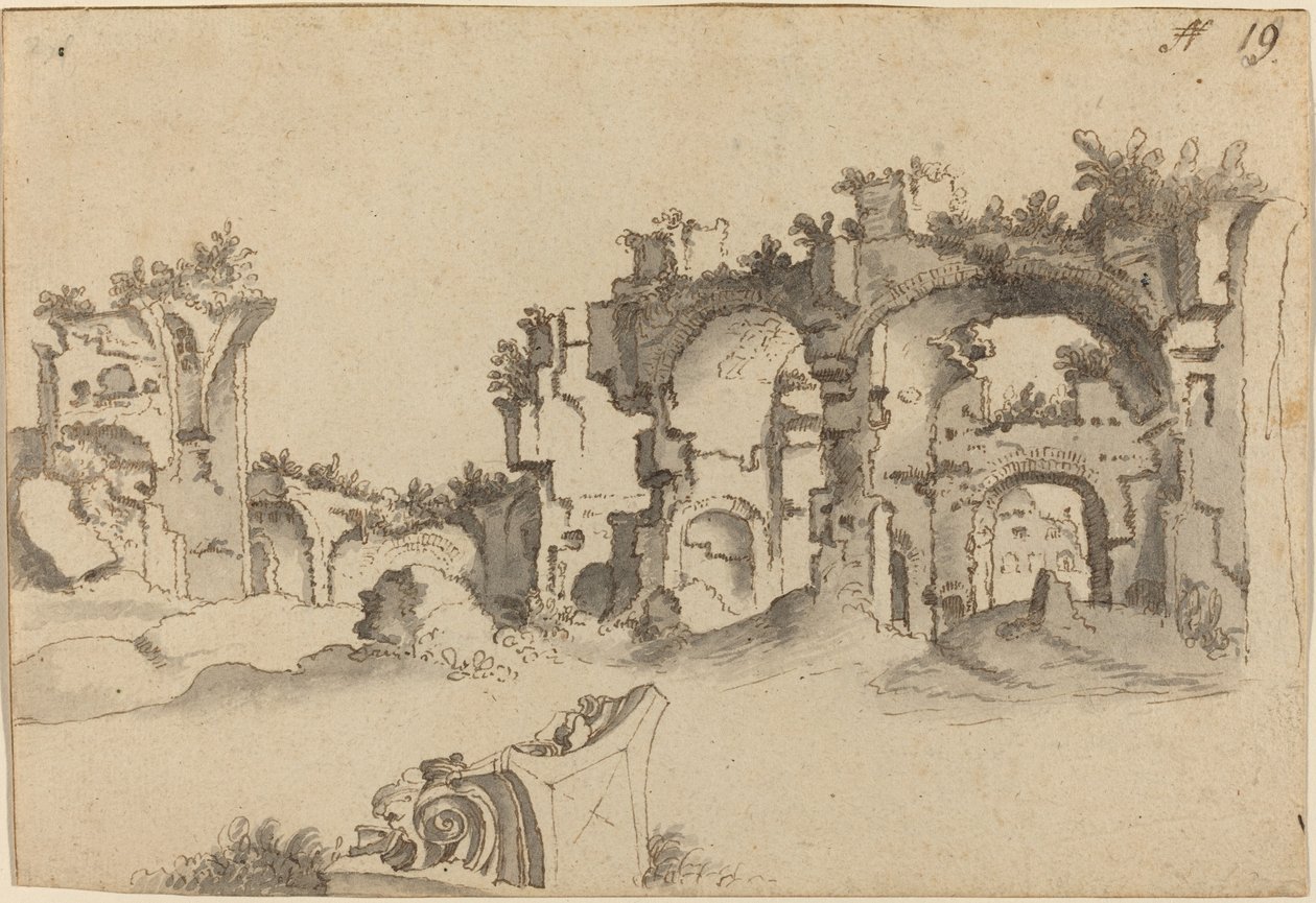 Los Baños de Caracalla, Roma de Willem van Nieuwlandt II