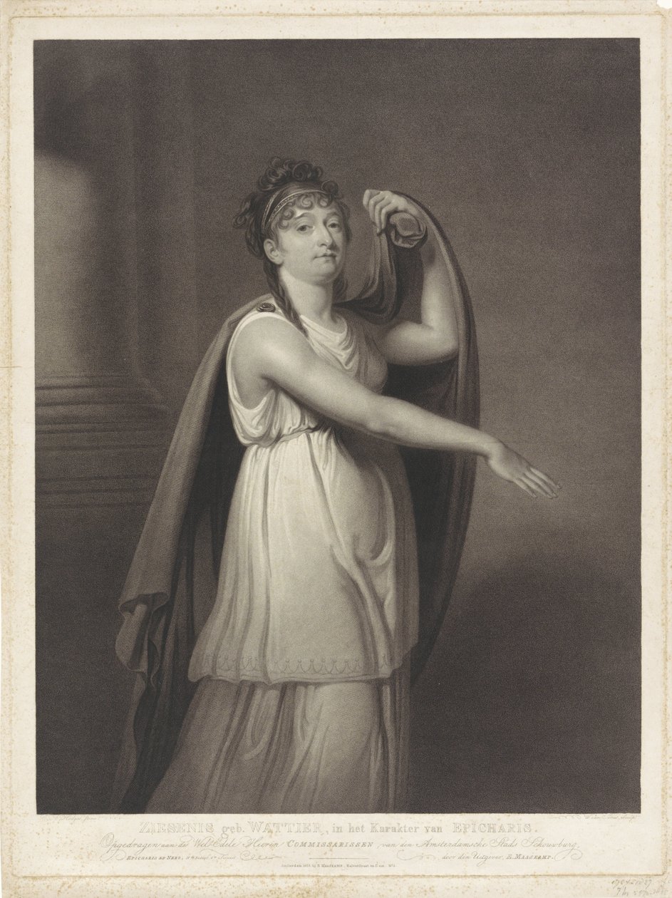 Retrato de Johanna Cornelia Ziesenis-Wattier
Ziesenis geb. Wattier, en el carácter de Epicharis (título en el objeto) de Willem van Senus