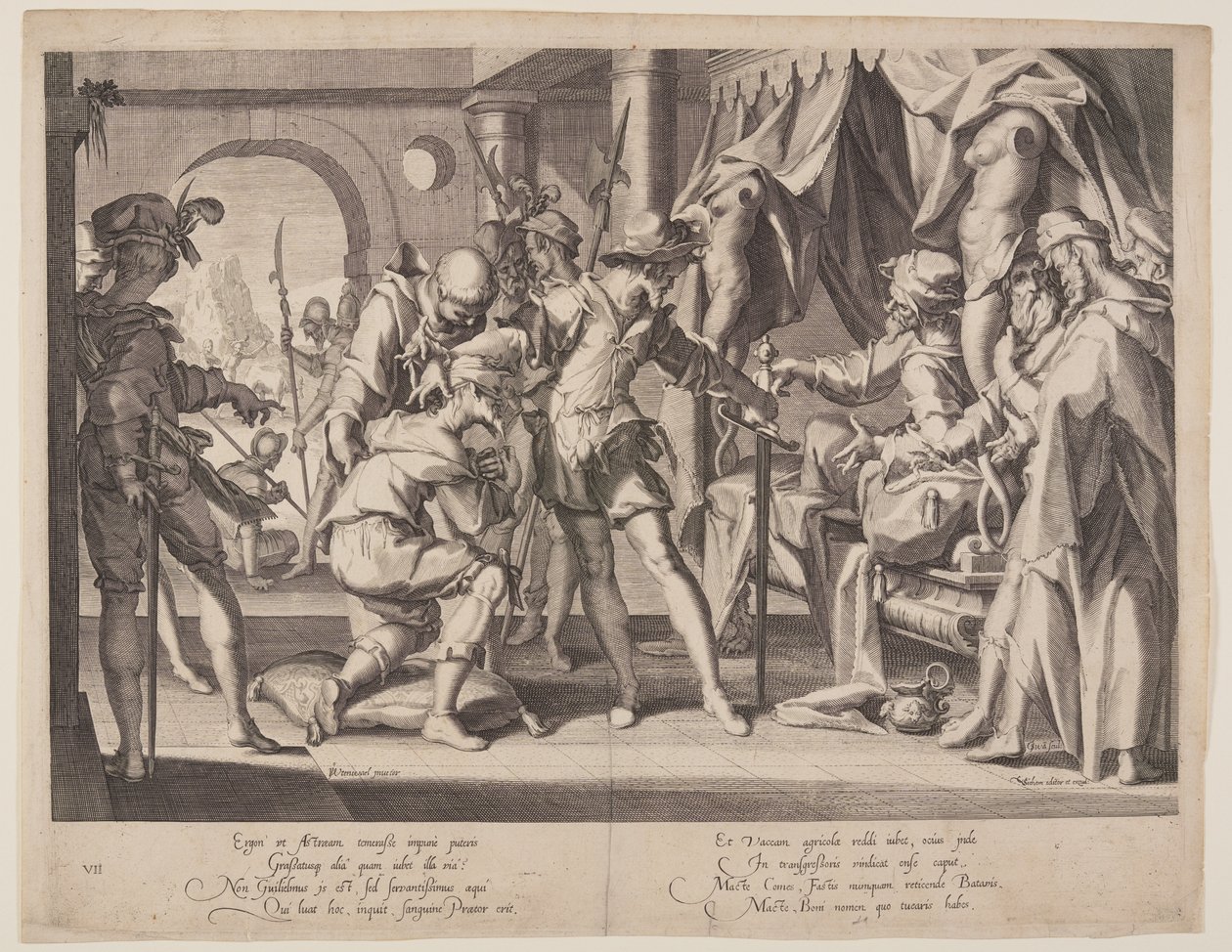 El Conde Guillermo permitiendo la decapitación, lámina 7 de Tronos de Justicia (Thronus Iustitiae) de Willem van Swanenburgh
