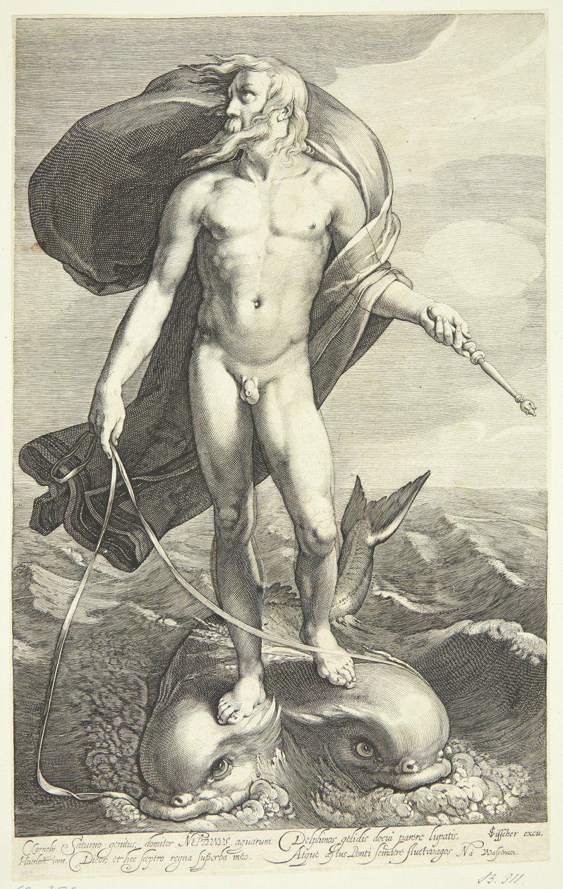 Neptuno montando dos delfines de Willem van Swanenburgh